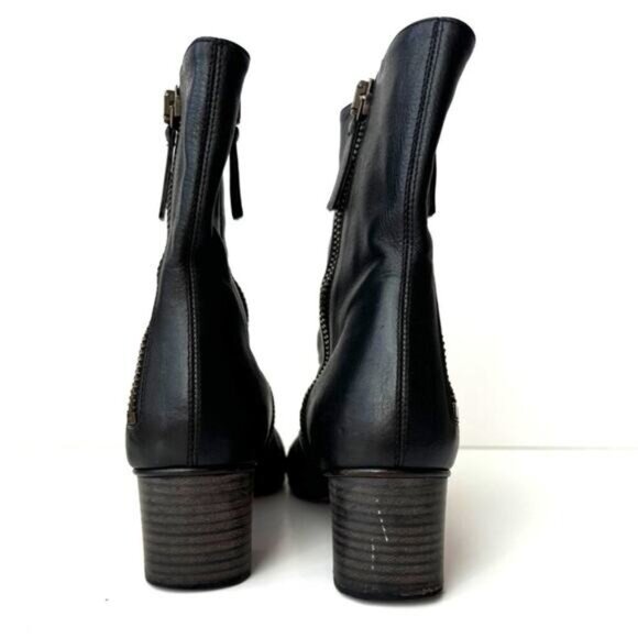 Chloé Black Leather Ankle Boots Size 9.5 With Side Zipper & Block Heel - COA - Picture 7 of 12